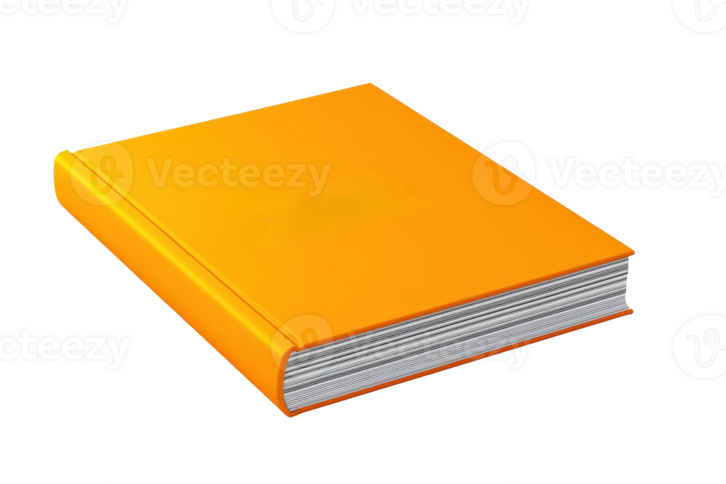 A bright orange book with a smooth cover and visible pages, resting on its side. png