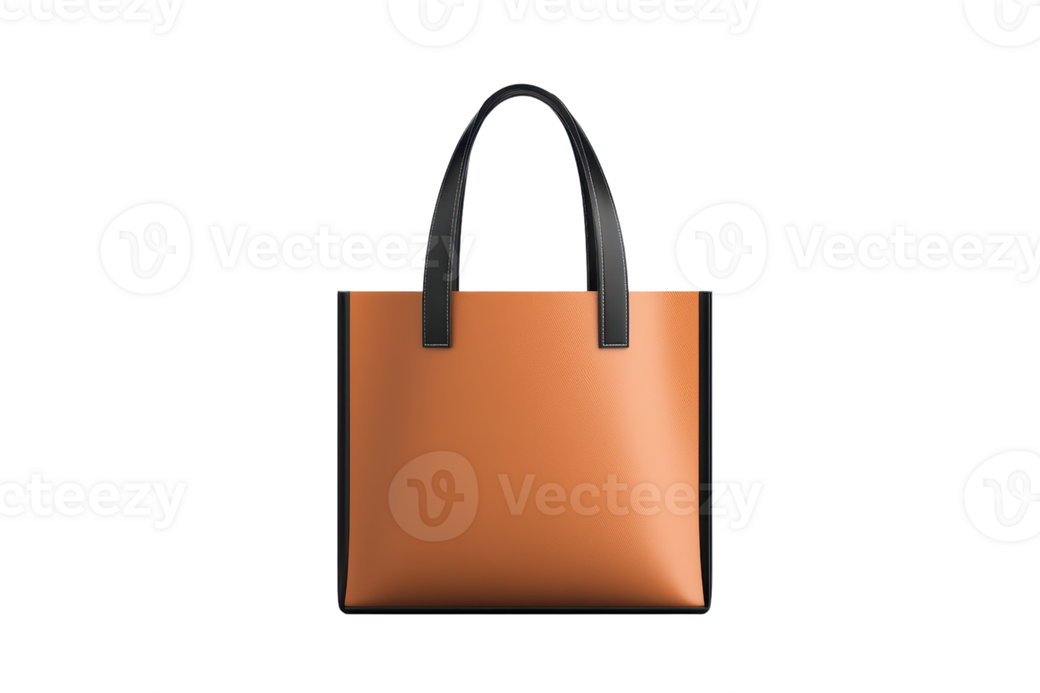 A stylish orange tote bag with black handles, showcasing a modern and sleek design perfect for everyday use. png