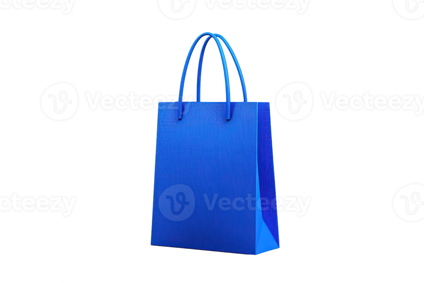 A vibrant blue shopping bag with two handles, showcasing a textured surface. png
