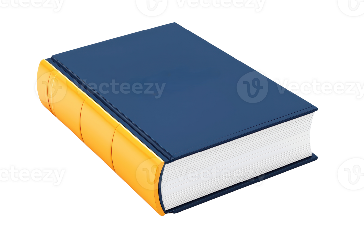 A closed book with a blue cover and yellow spine, showcasing a smooth finish and clean edges. png
