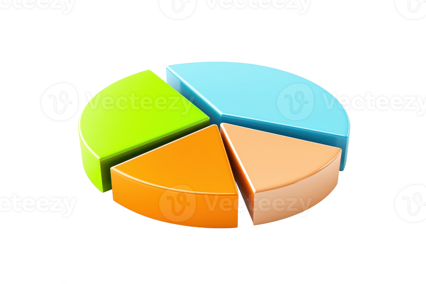 A colorful pie chart divided into four sections, showcasing a visual representation of data distribution. png