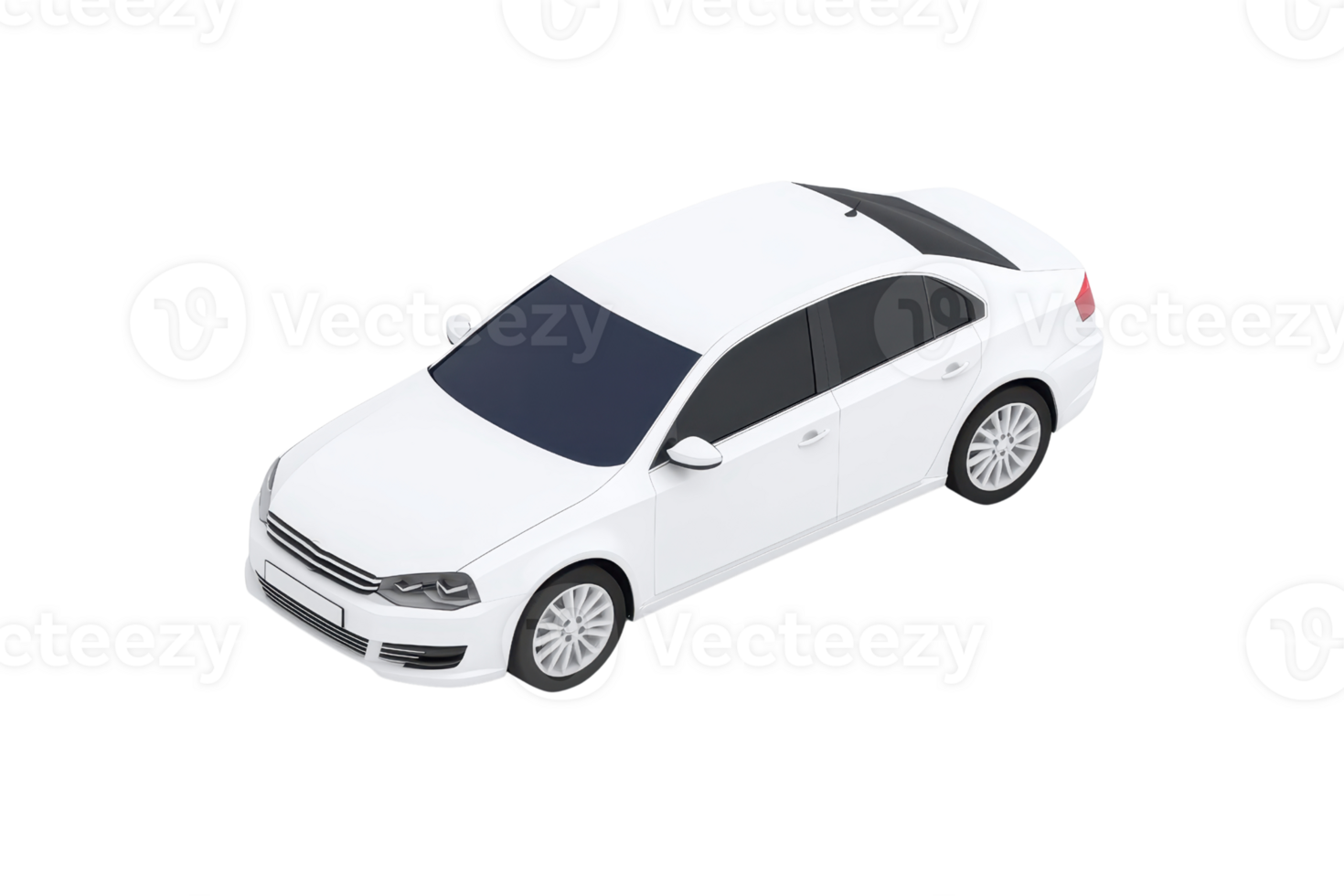 A sleek, white sedan with a modern design, featuring a smooth surface and detailed wheels. png