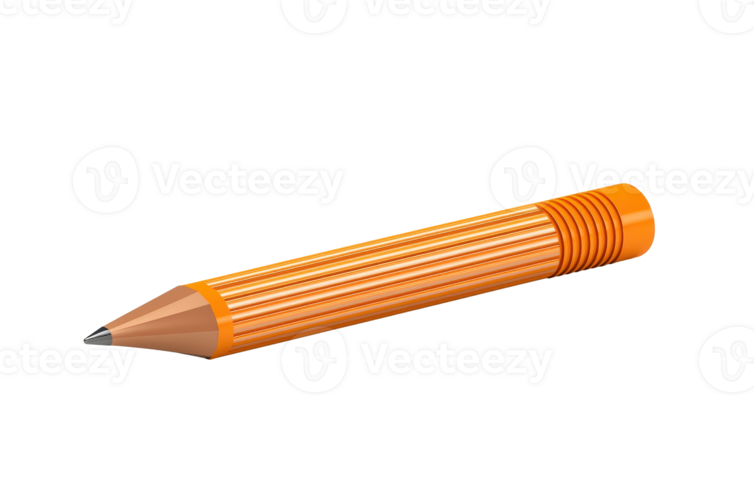 An orange pencil with a sharpened tip and ridged grip, showcasing a smooth finish and vibrant color. png