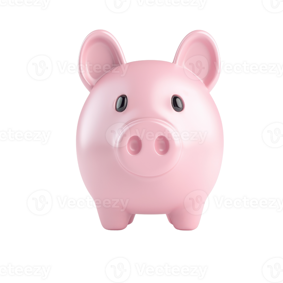 A cute pink piggy bank with large eyes and an inviting expression, designed for saving money. png