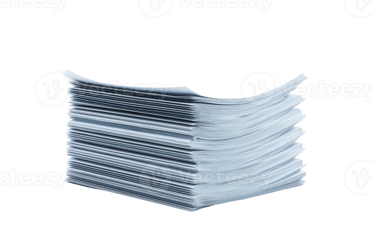 A neatly stacked pile of white sheets of paper arranged in a uniform manner. png