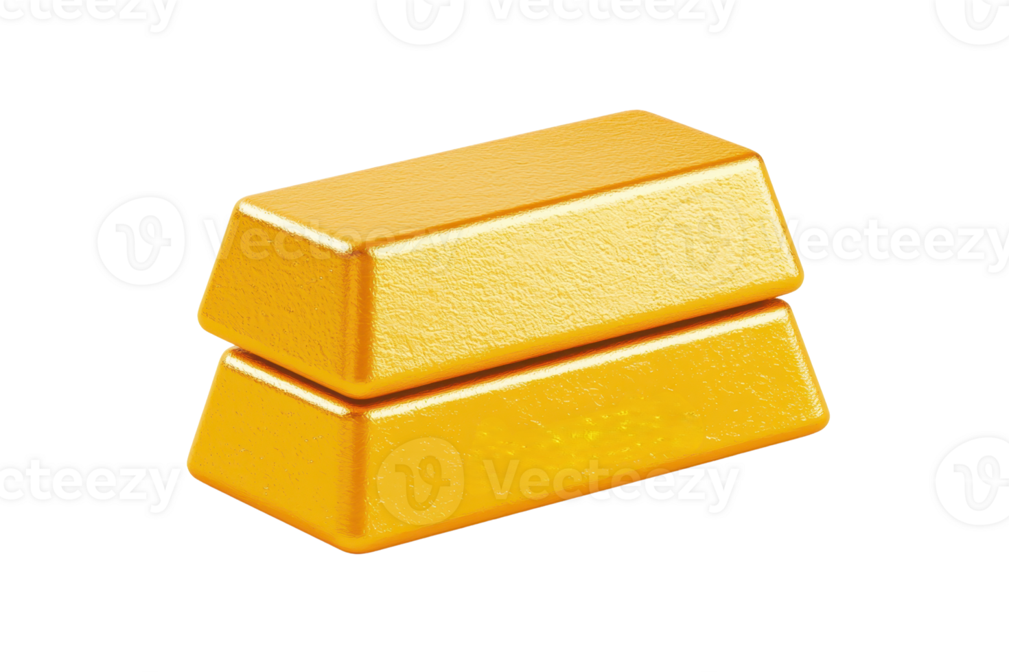 Two gold bars stacked, showcasing their shiny, metallic surface and rectangular shape. png