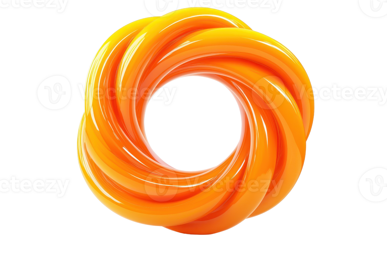 A vibrant, swirling orange circular shape with a smooth, glossy texture, creating a dynamic sense of movement. png
