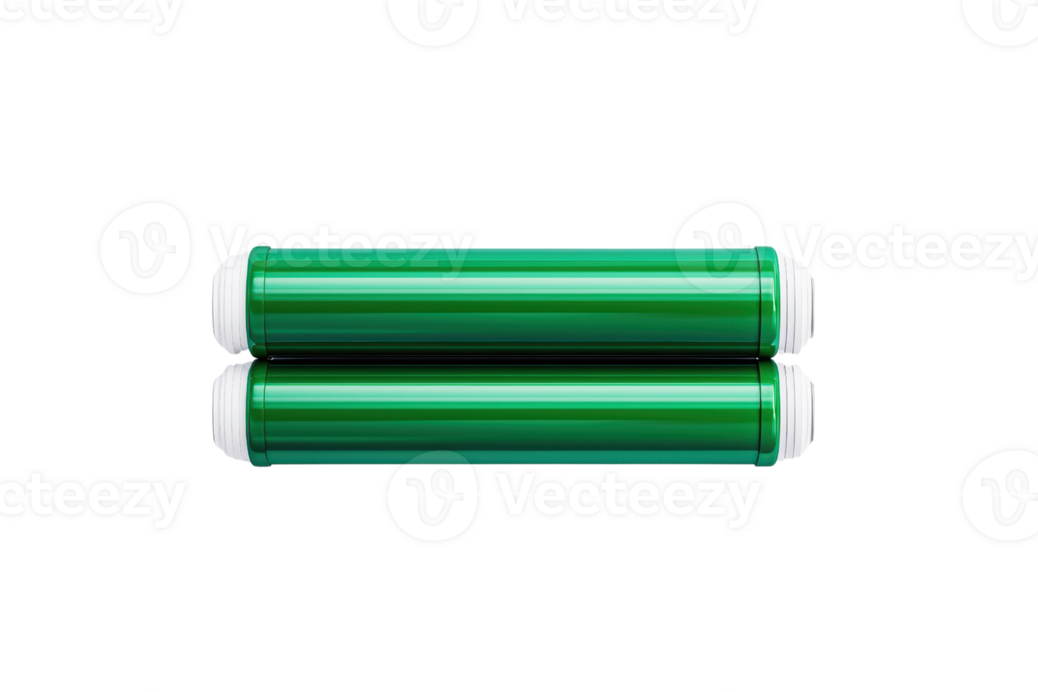 Two green cylindrical objects with white caps, resembling pens or markers, stacked horizontally. png