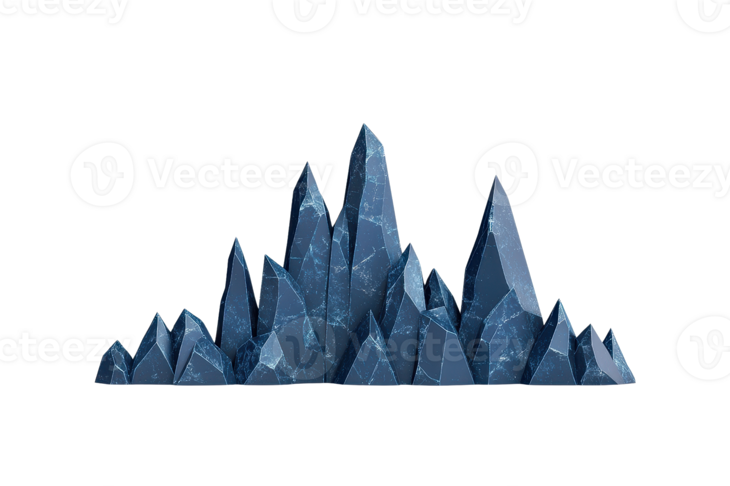 A cluster of sharp, jagged, blue crystals resembling a mountain range. png