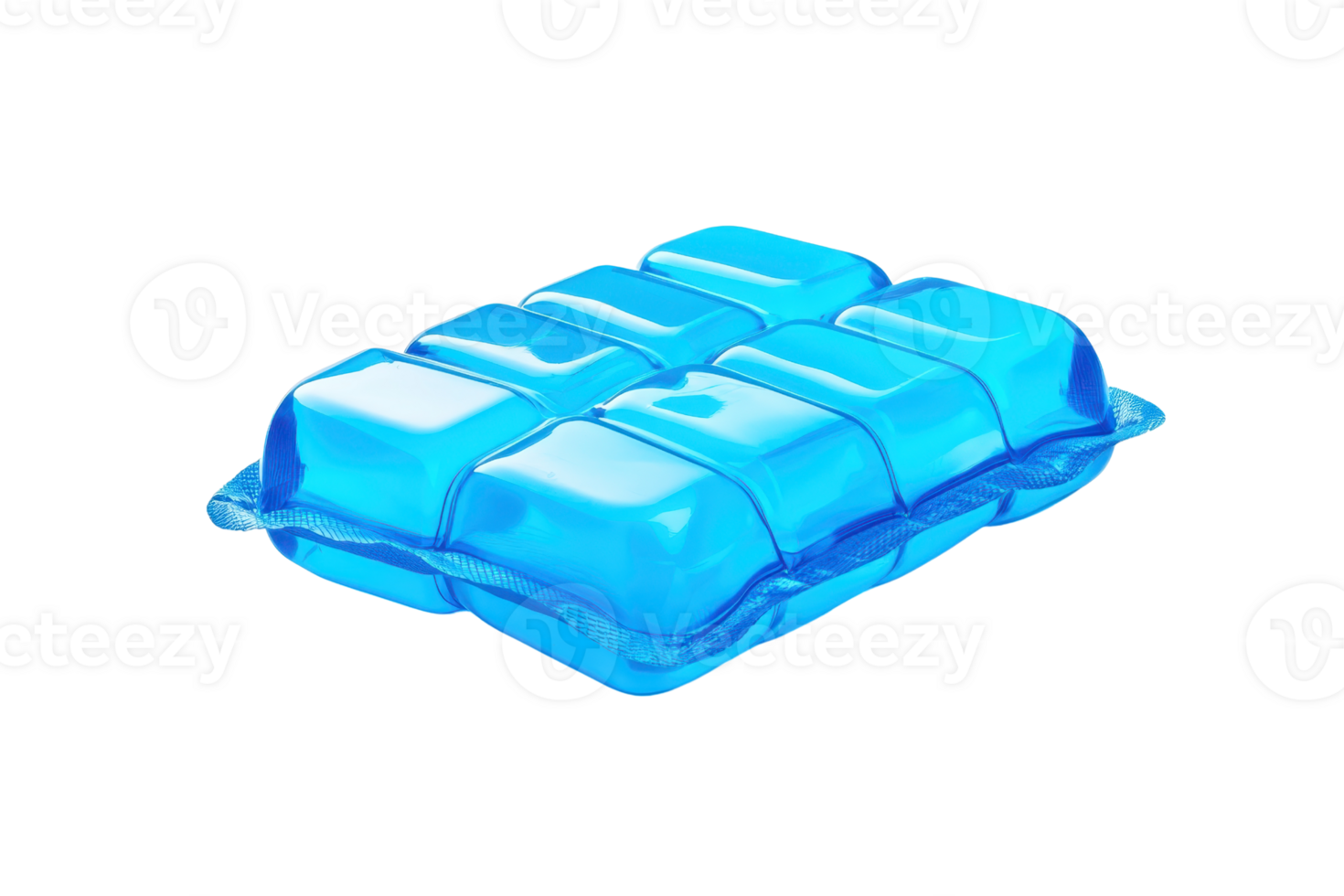 A blue ice tray with rectangular compartments designed for freezing water into ice cubes. png