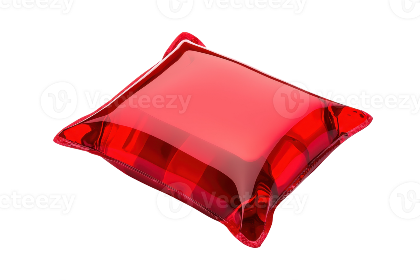 A glossy red jelly dessert shaped like a square pillow. png