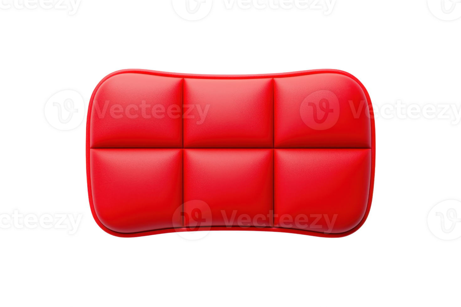 A vibrant red cushion with a segmented design, featuring a smooth texture and rounded edges. png