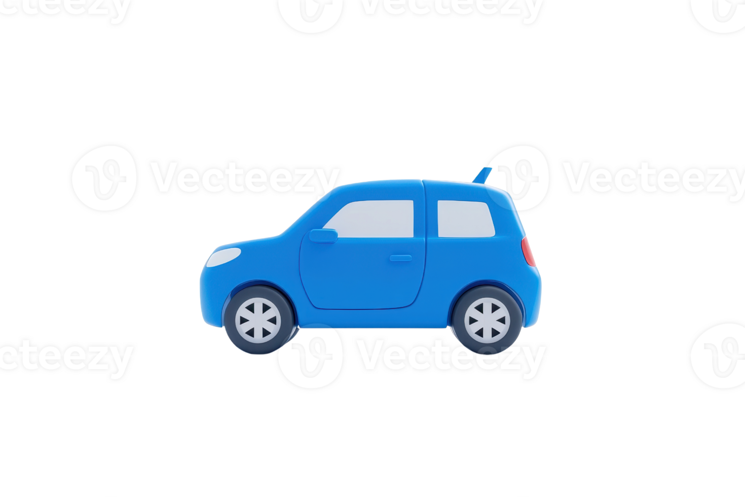 A blue compact car with a sleek design and distinctive features. png