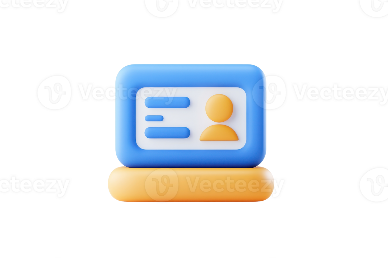 A stylized identification card featuring personal information in a digital format, highlighted by blue and yellow colors. png
