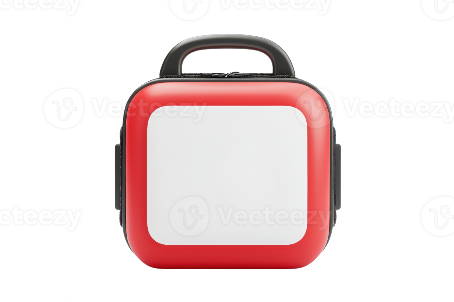 A compact, red lunchbox with a white lid and a handle, designed for carrying meals conveniently. png