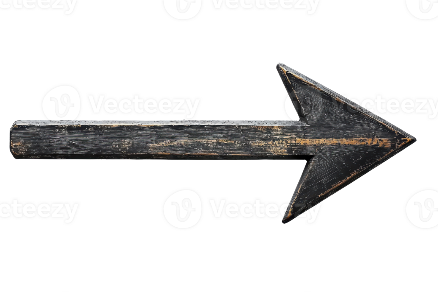 A rustic wooden arrow pointing to the right, featuring a worn texture and a classic design. png