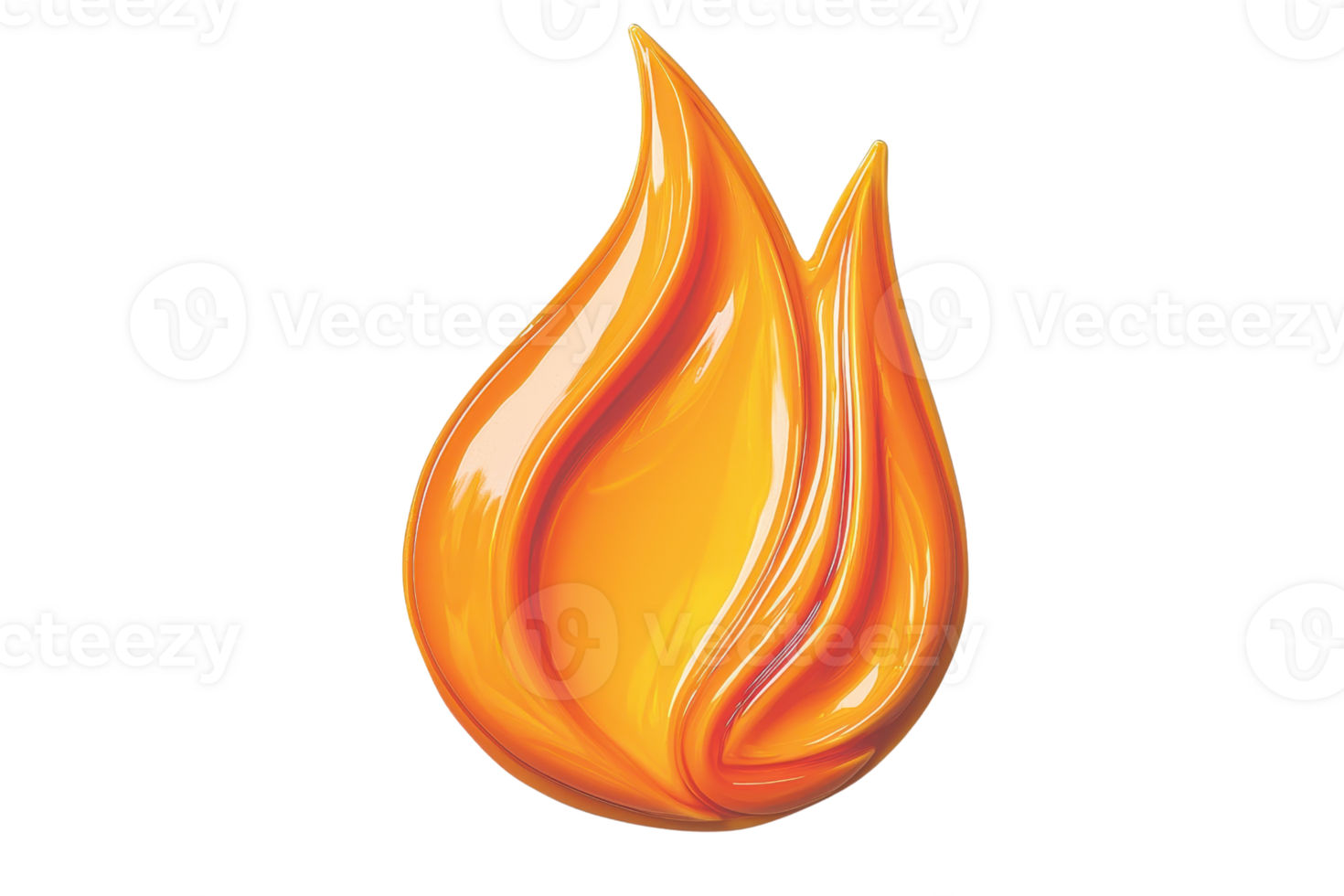 A stylized, vibrant orange flame with smooth curves showcasing its dynamic shape. png