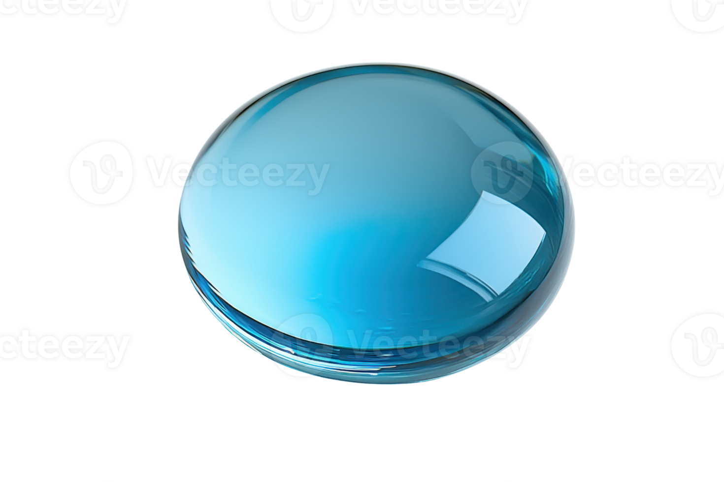 A smooth, blue droplet with a glossy surface, reflecting light and showcasing a vibrant gradient. png