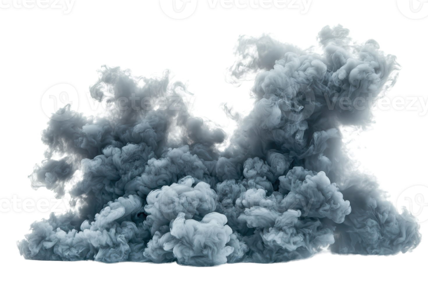 A dense, swirling cloud of smoke with varying shades of gray, creating a dramatic and billowing effect. png