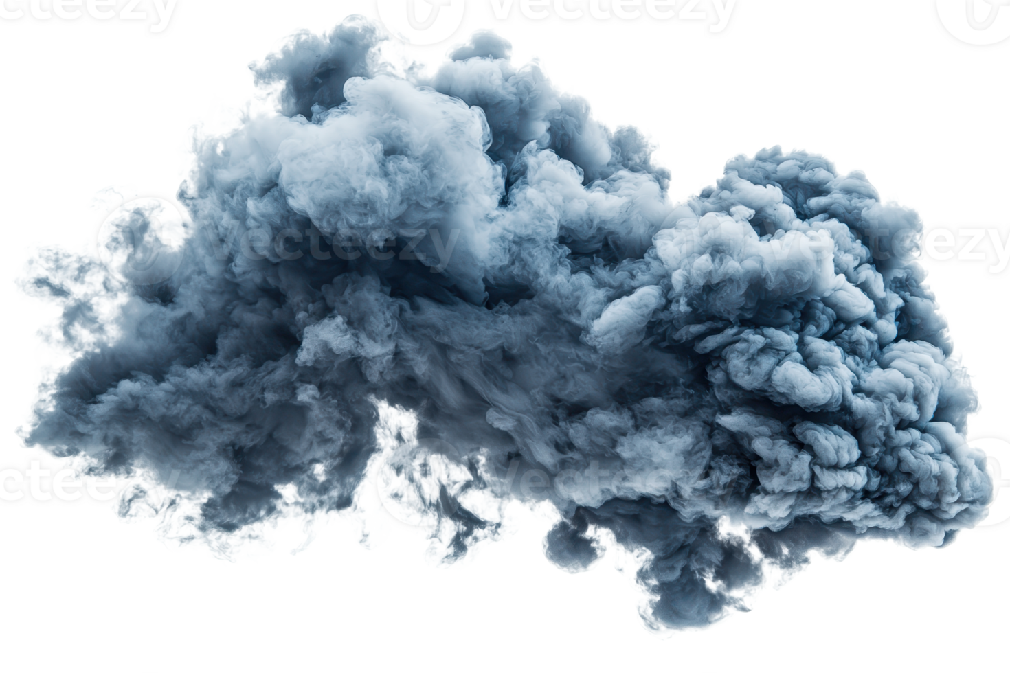 A dense, billowing cloud of blue smoke, swirling with a dynamic texture and depth, creating an evocative visual effect. png