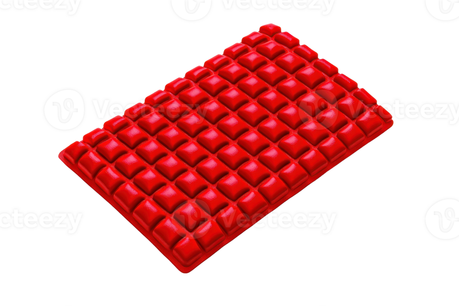 A vibrant red chocolate bar with a textured surface featuring multiple square-shaped segments. png