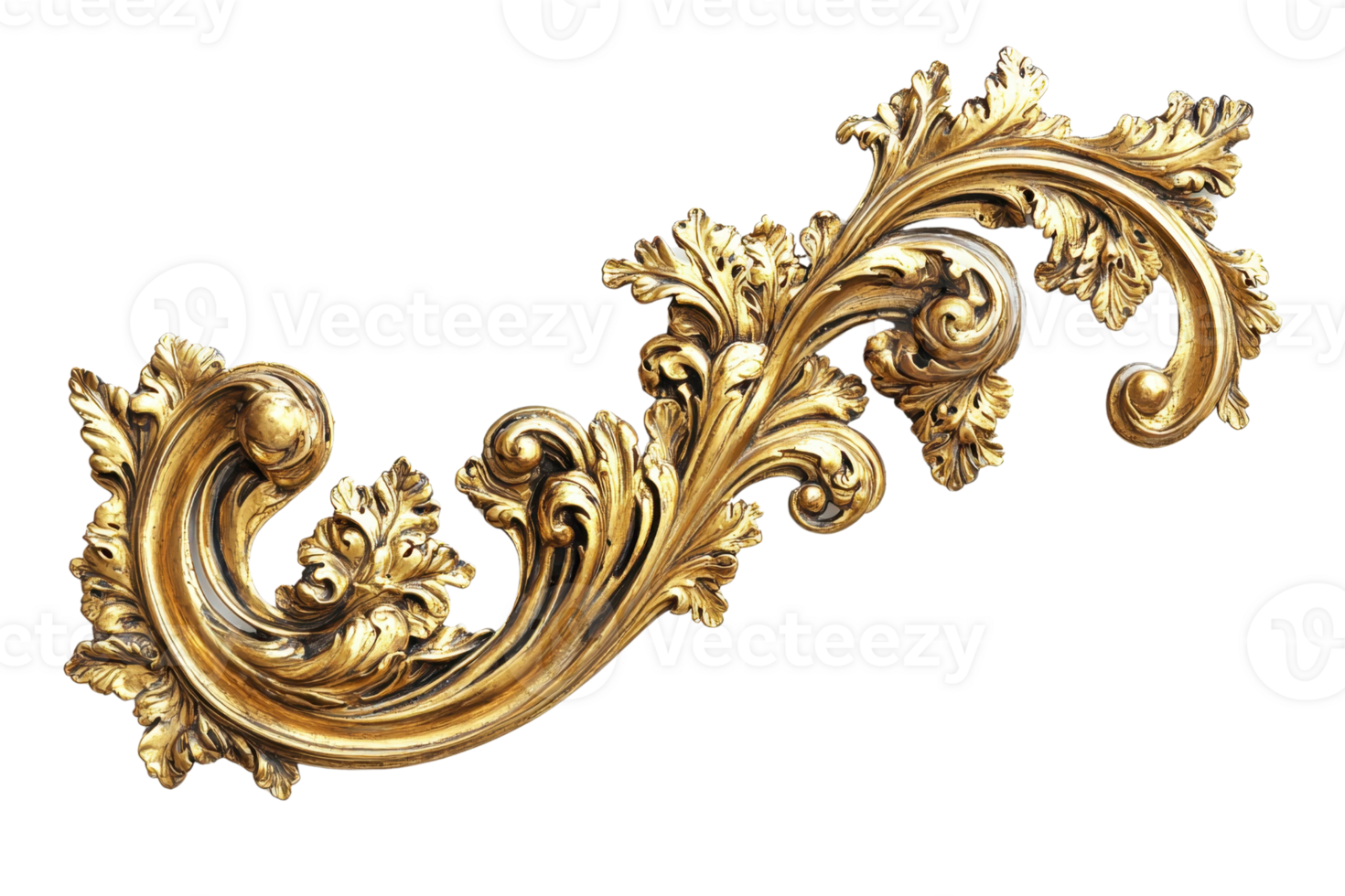 Ornate golden scrollwork featuring intricate floral designs and flowing curves. png