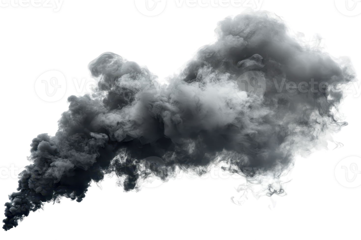 A dense, dark cloud of smoke swirling and billowing in a dynamic formation. png