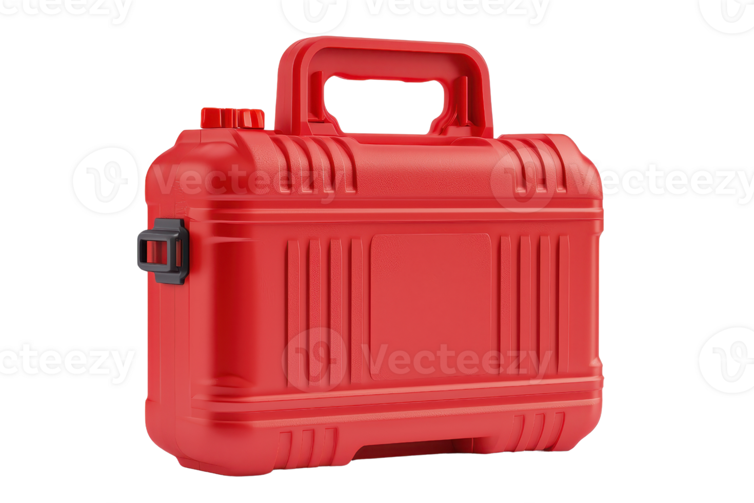 A sturdy red case with a handle and secure latch, designed for storage and transport. png