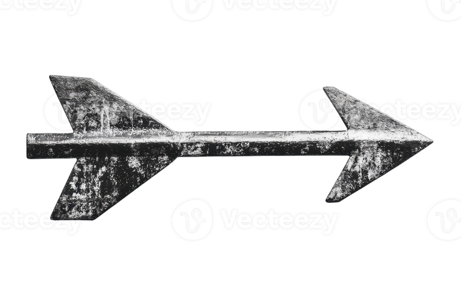 A weathered arrow object with a dual-pointed design, showcasing a rustic appearance and textured surface. png