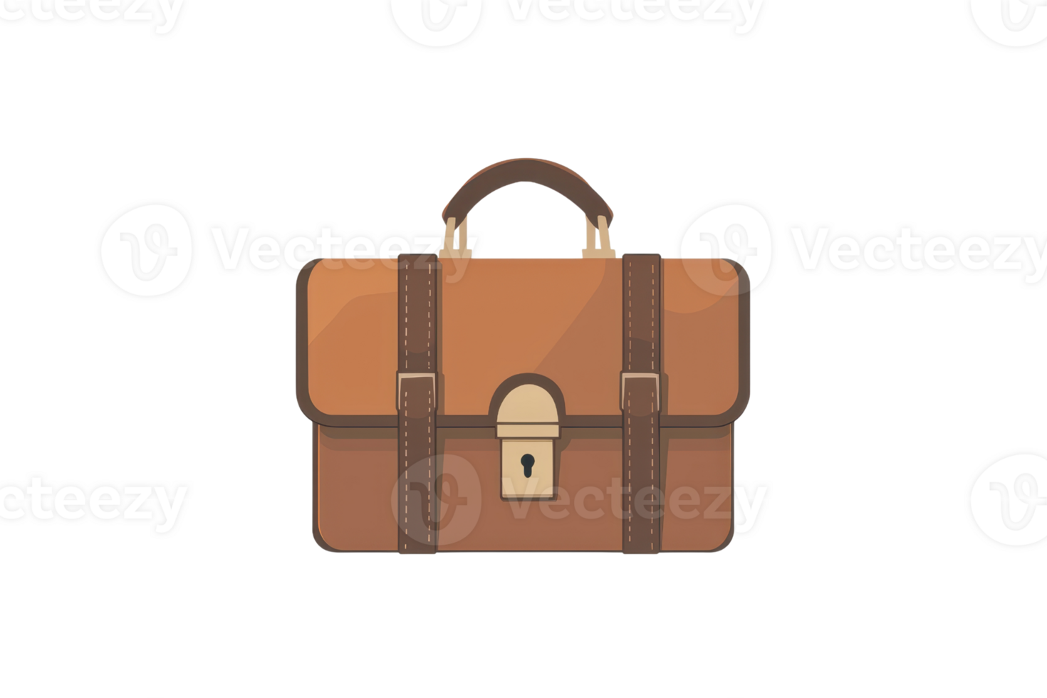 A classic brown leather briefcase with a secure lock and sturdy handles, ideal for professionals and business purposes. png