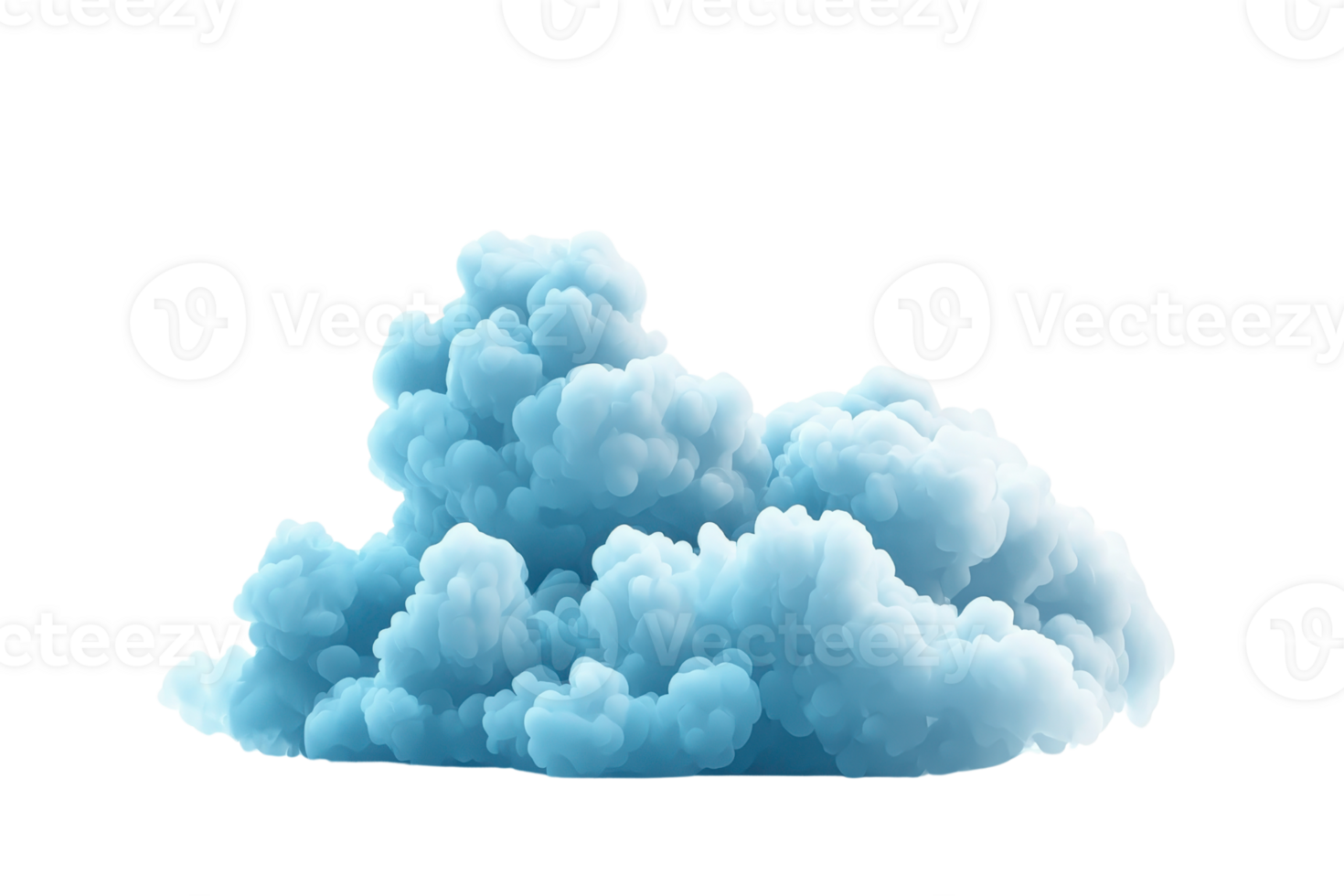A fluffy, blue cloud with a soft, rounded texture, resembling a billowing formation in a serene ambiance. png