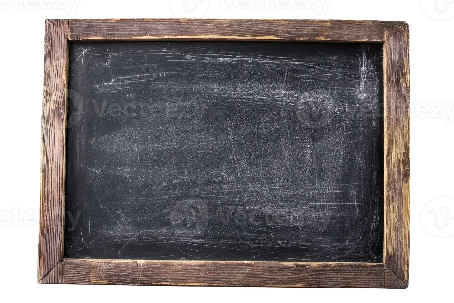 A weathered wooden-framed chalkboard, featuring a smooth dark surface, ideal for writing or drawing with chalk. png
