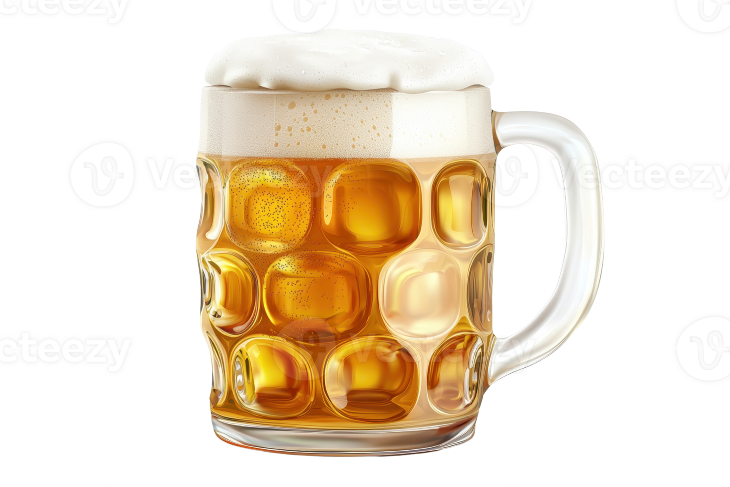 A frosty mug filled with golden beer topped with a creamy white foam. png
