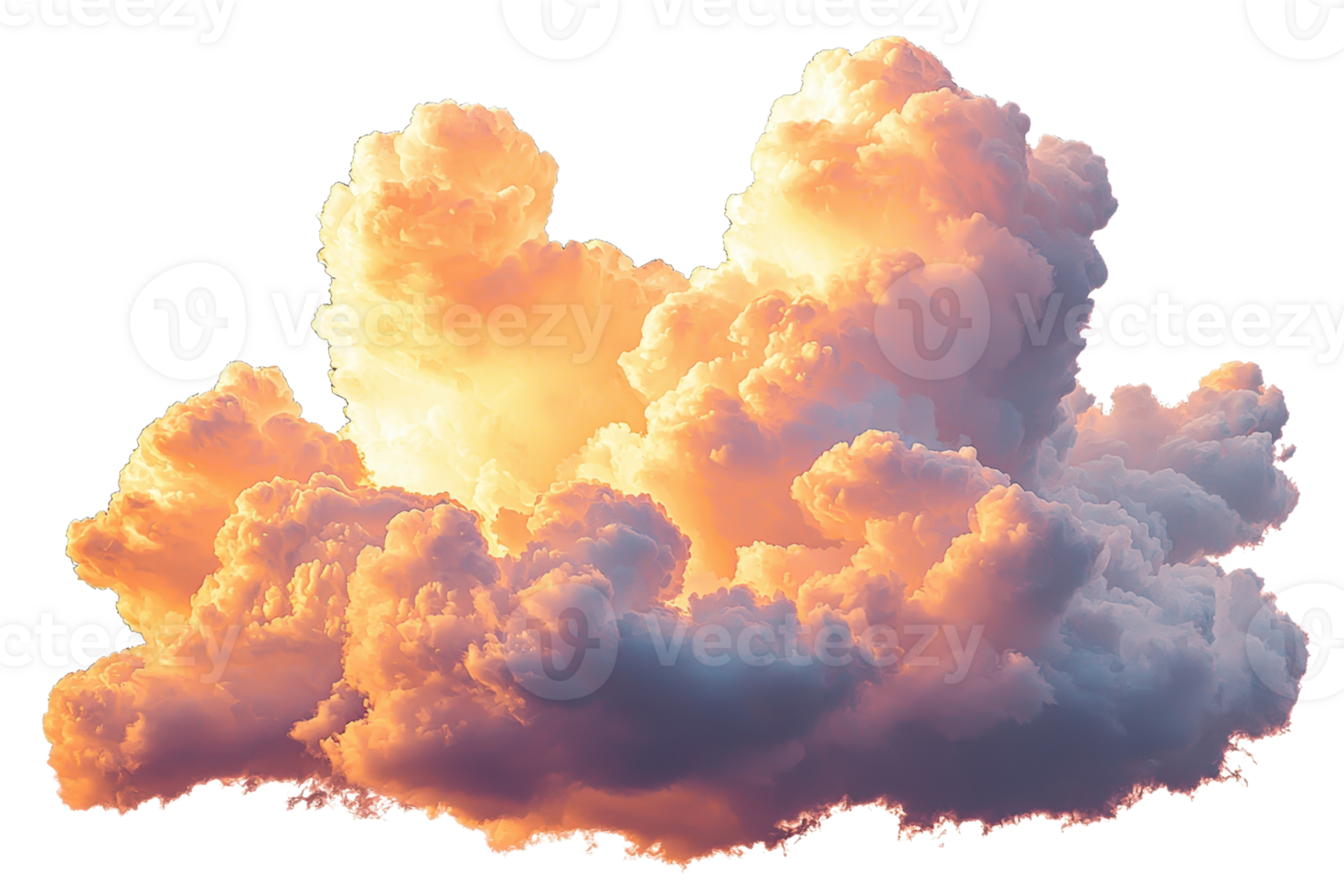 A fluffy, colorful cloud with soft, rounded edges and a luminous quality, appearing as if illuminated by sunlight. png