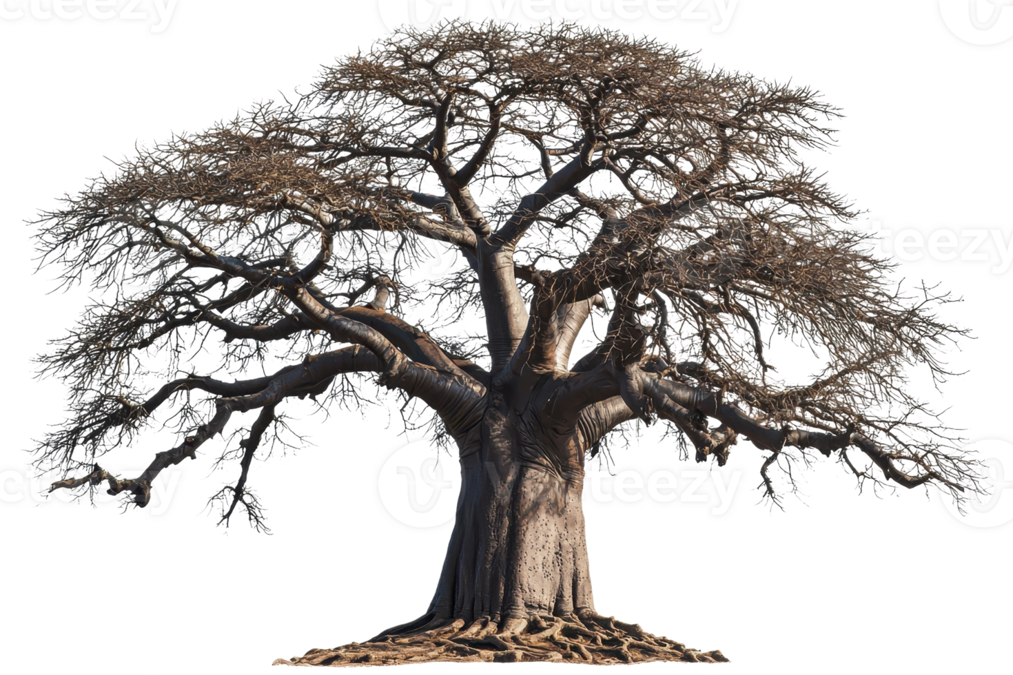 A majestic, large tree with sprawling branches and a thick trunk, showcasing intricate details and a sturdy presence. png