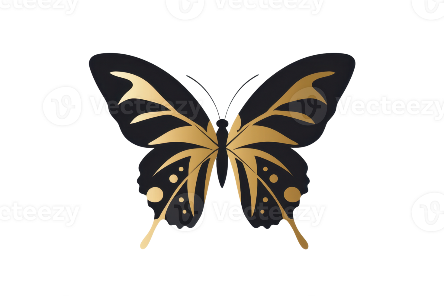 A beautifully designed butterfly featuring intricate gold patterns on its wings. png