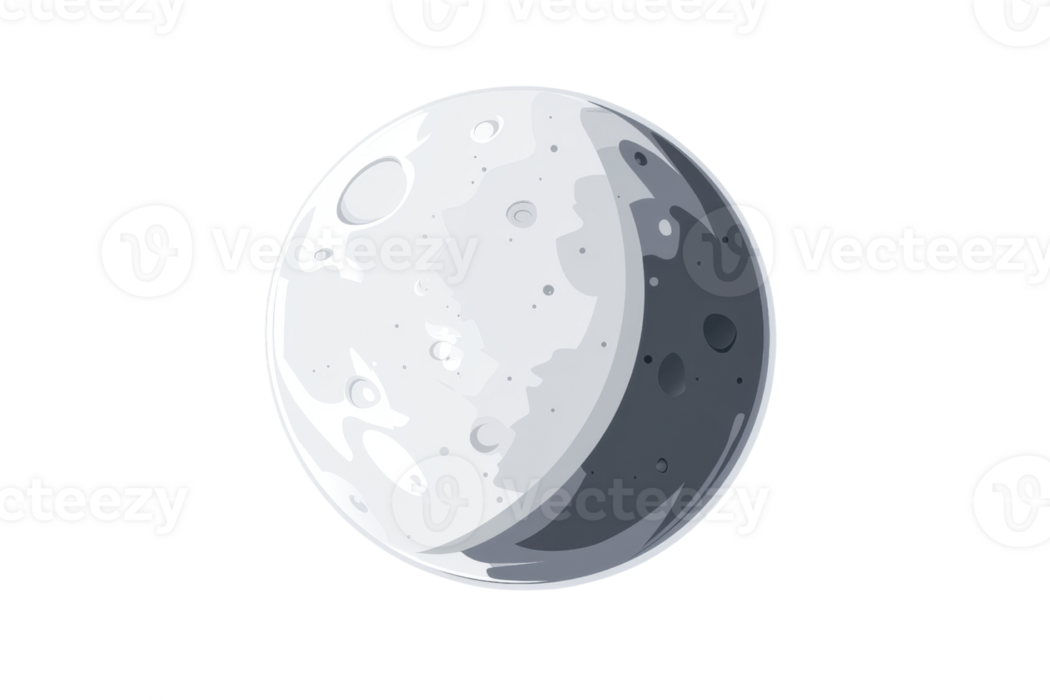 A stylized representation of the moon showcasing its craters and phases. png