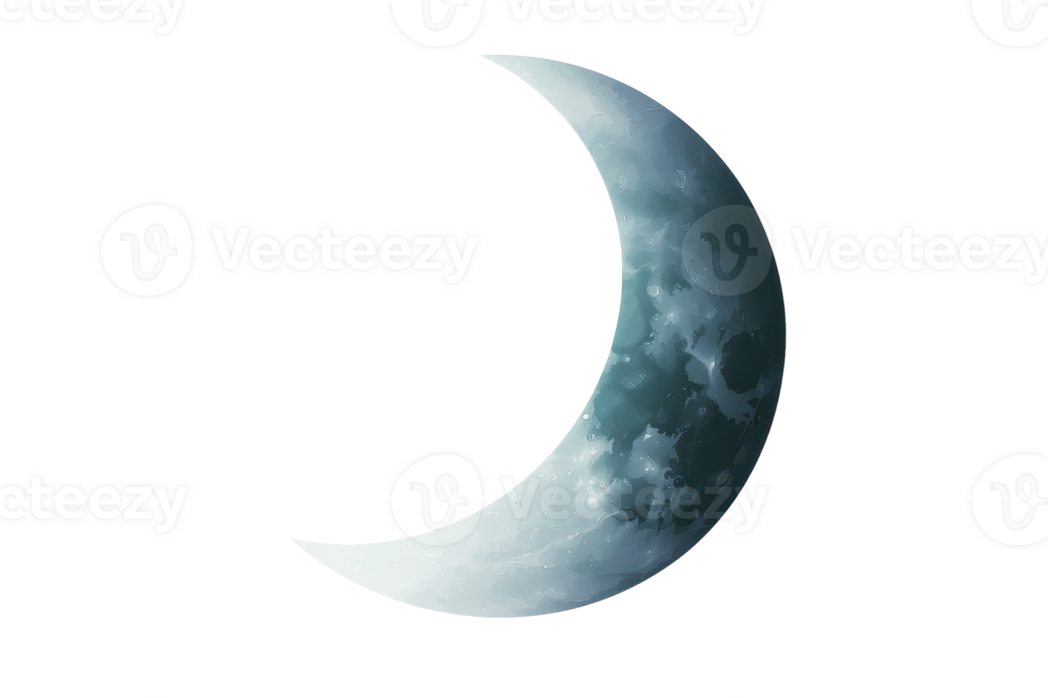 A crescent moon illuminated with a soft glow, showcasing surface textures and features. png