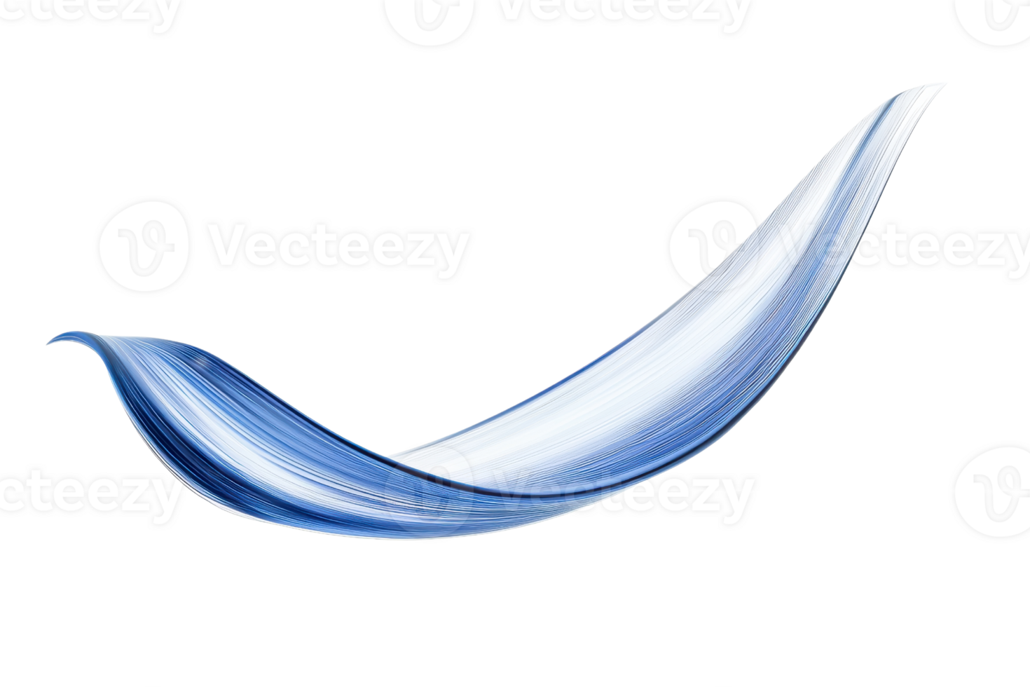 A sleek, curved shape with a smooth gradient of blue and white colors, reminiscent of a wave or elegant ribbon. png