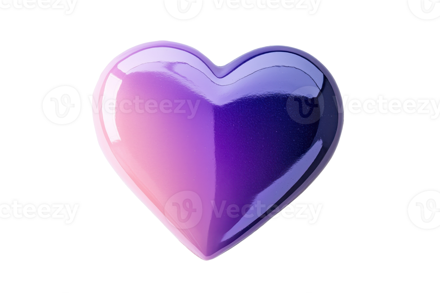 A glossy purple heart shape with a smooth gradient from pink to violet. png