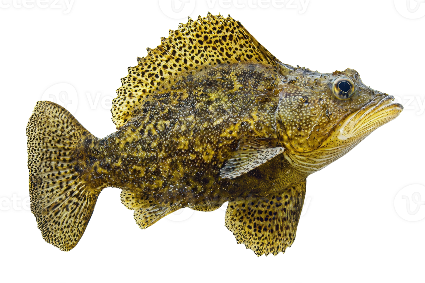 A vividly colored fish featuring a textured body and distinctive markings. png