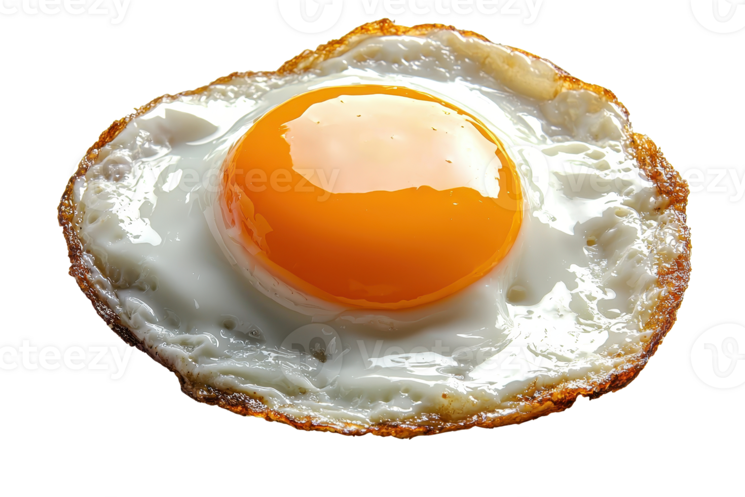 A perfectly fried egg with a golden yolk and white edges, showcasing a delicious and appetizing appearance. png