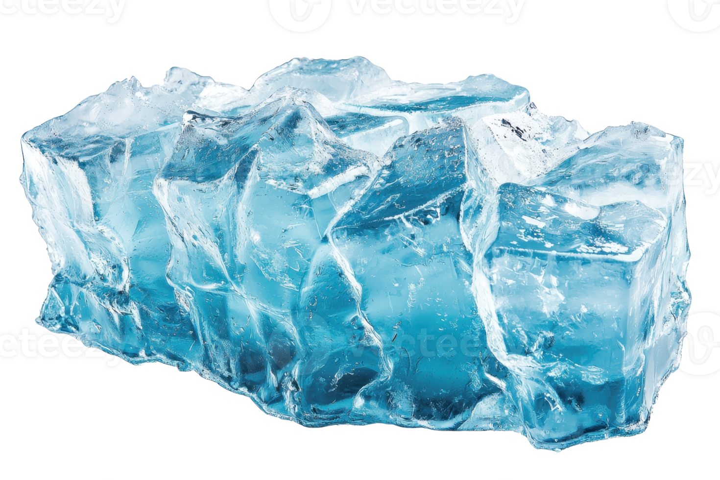 A chunk of crystalline ice displaying shades of blue and jagged edges, highlighting its frozen texture and purity. png