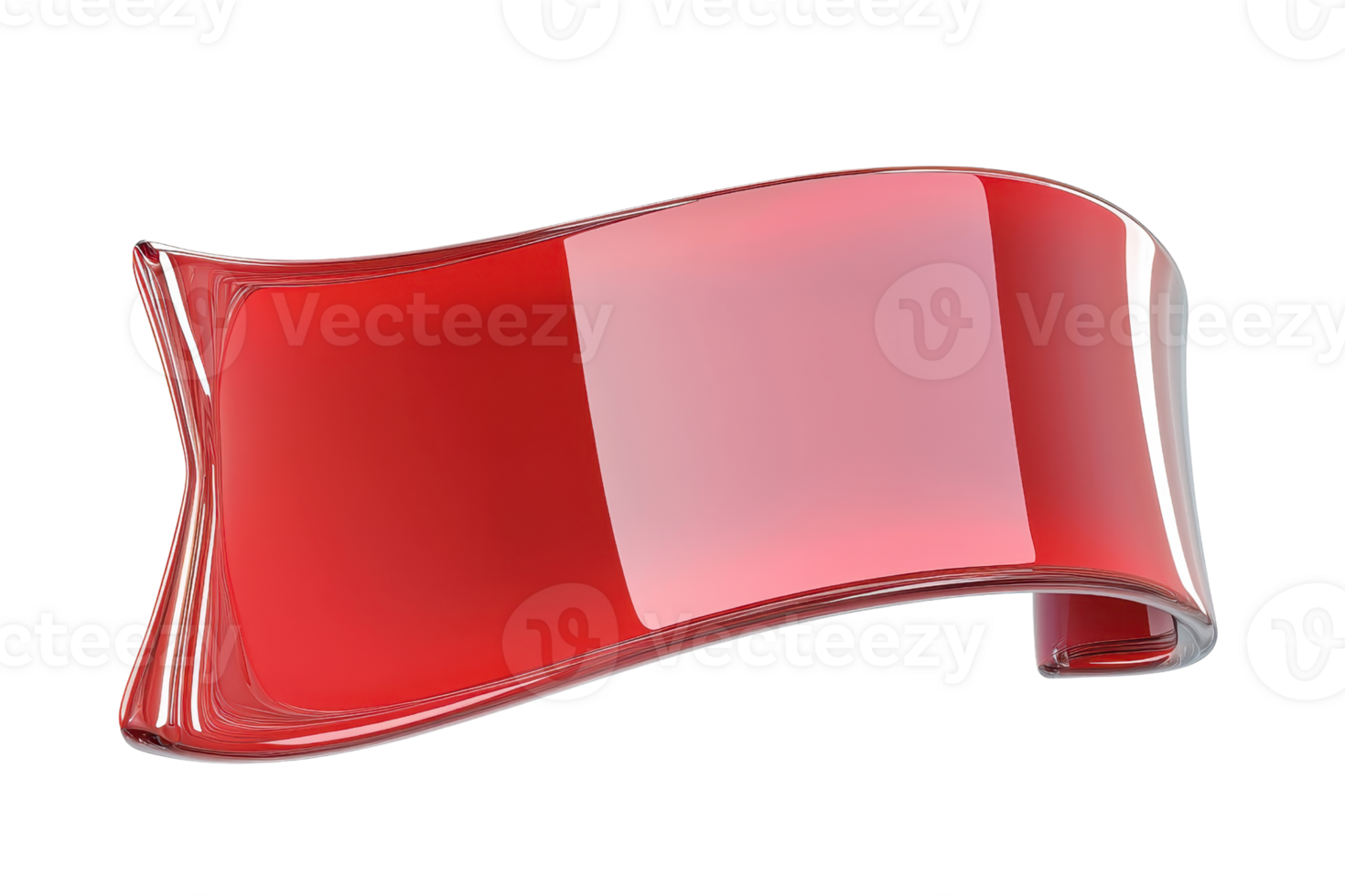 A glossy red ribbon displayed in a flowing, wave-like shape, showcasing its smooth texture and vibrant color. png