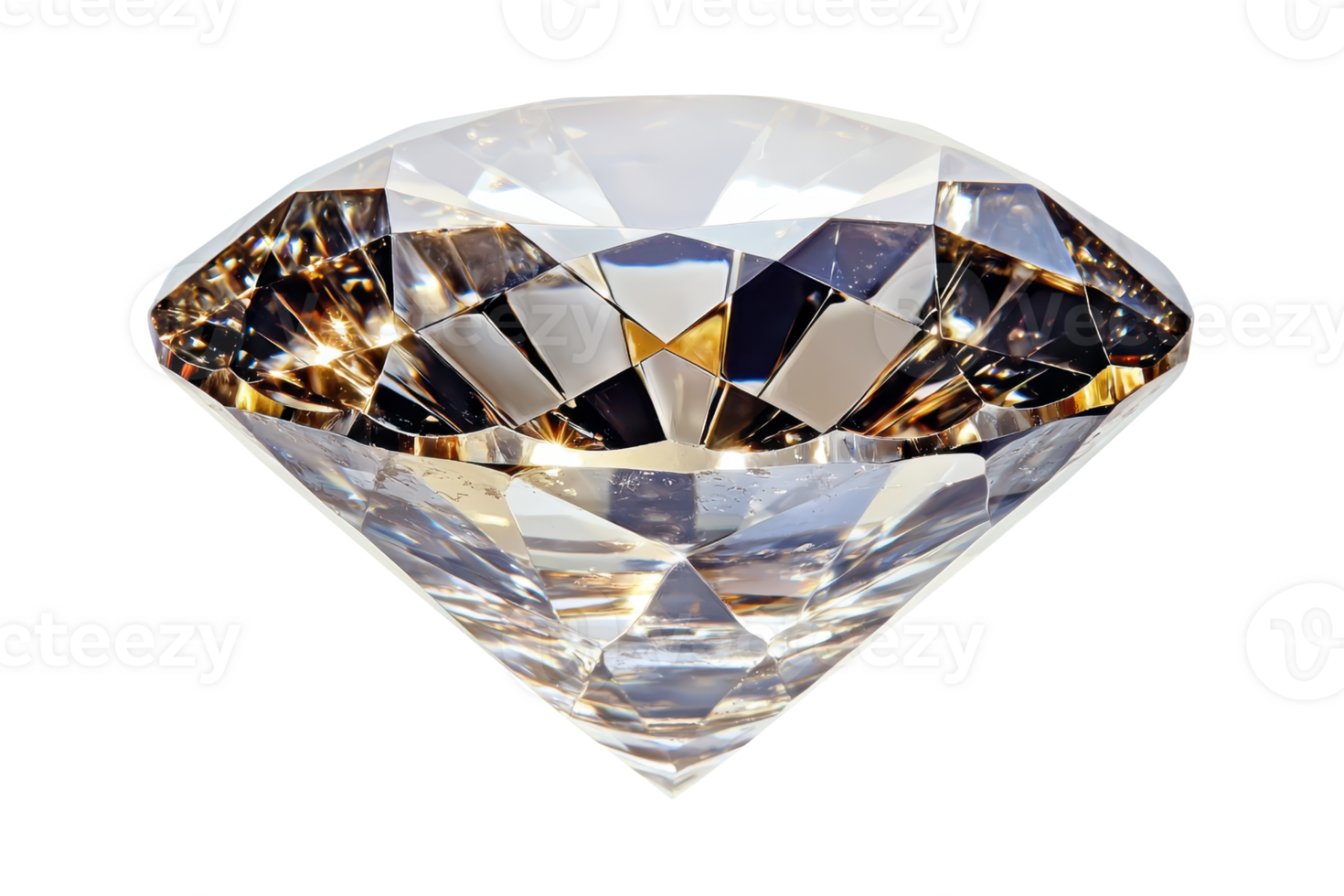 A brilliant diamond with multifaceted surfaces reflecting light, showcasing its exquisite clarity and elegance. png