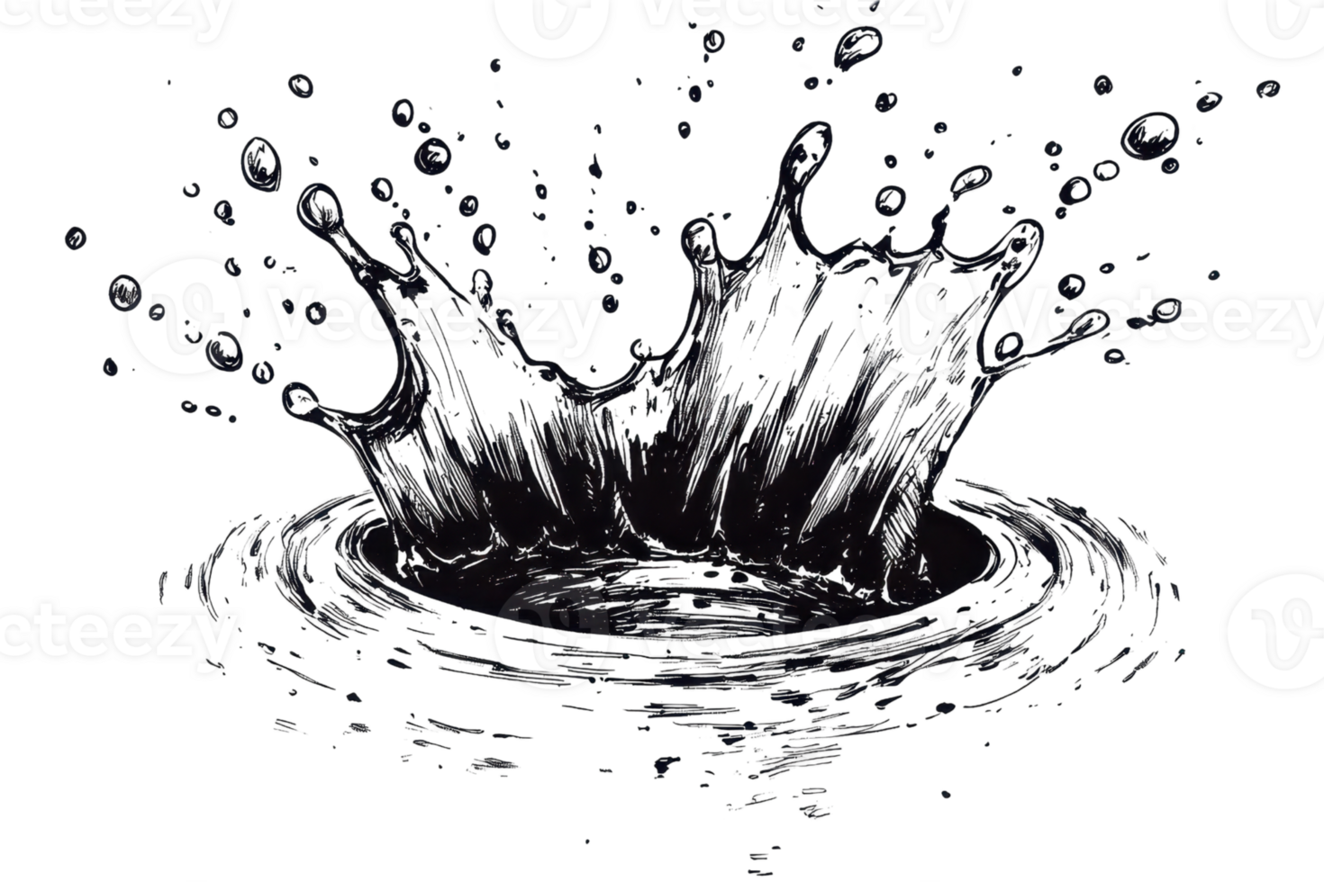 A dynamic splash of water, showcasing droplets and ripples, creating an energetic and fluid visual effect. png