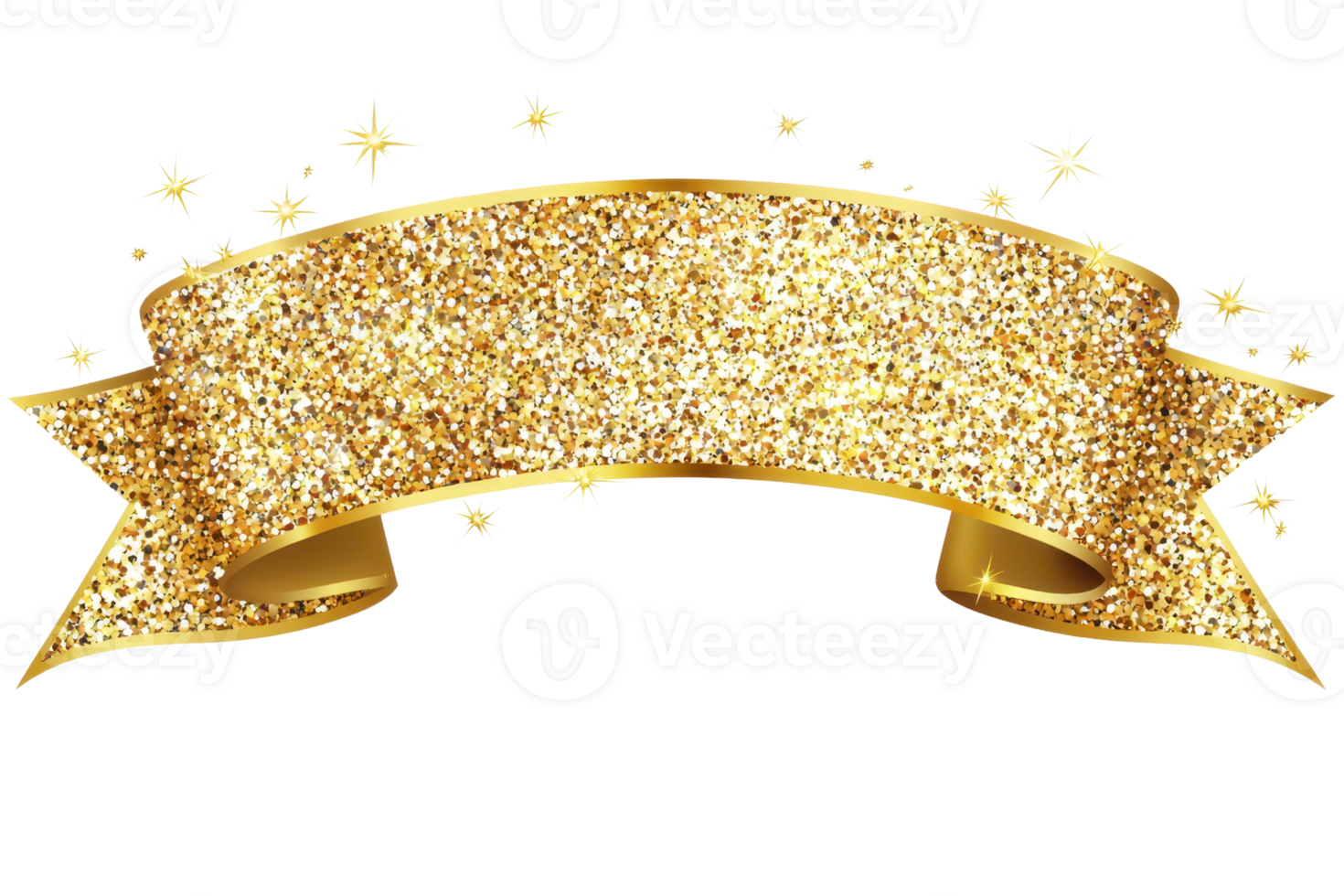 A shimmering golden banner adorned with sparkling elements, ideal for celebrations and special announcements. png