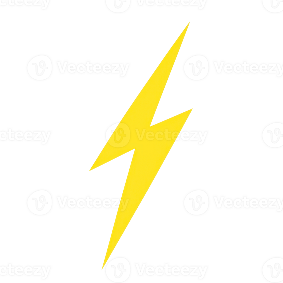 A bold yellow lightning bolt symbol representing energy and power. png