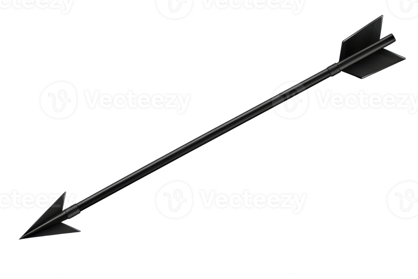 A sleek black arrow designed for precision and speed, featuring a pointed tip and stabilizing fins for improved flight. png