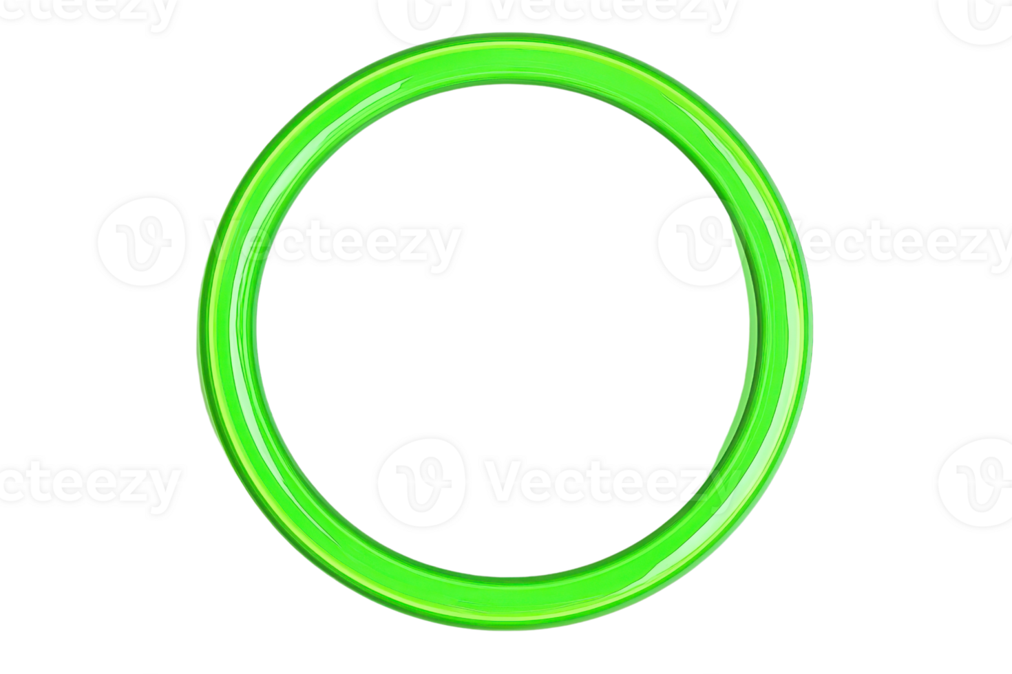 A vibrant green circular ring, showcasing a glossy finish and smooth edges, emphasizing its distinct shape and color. png
